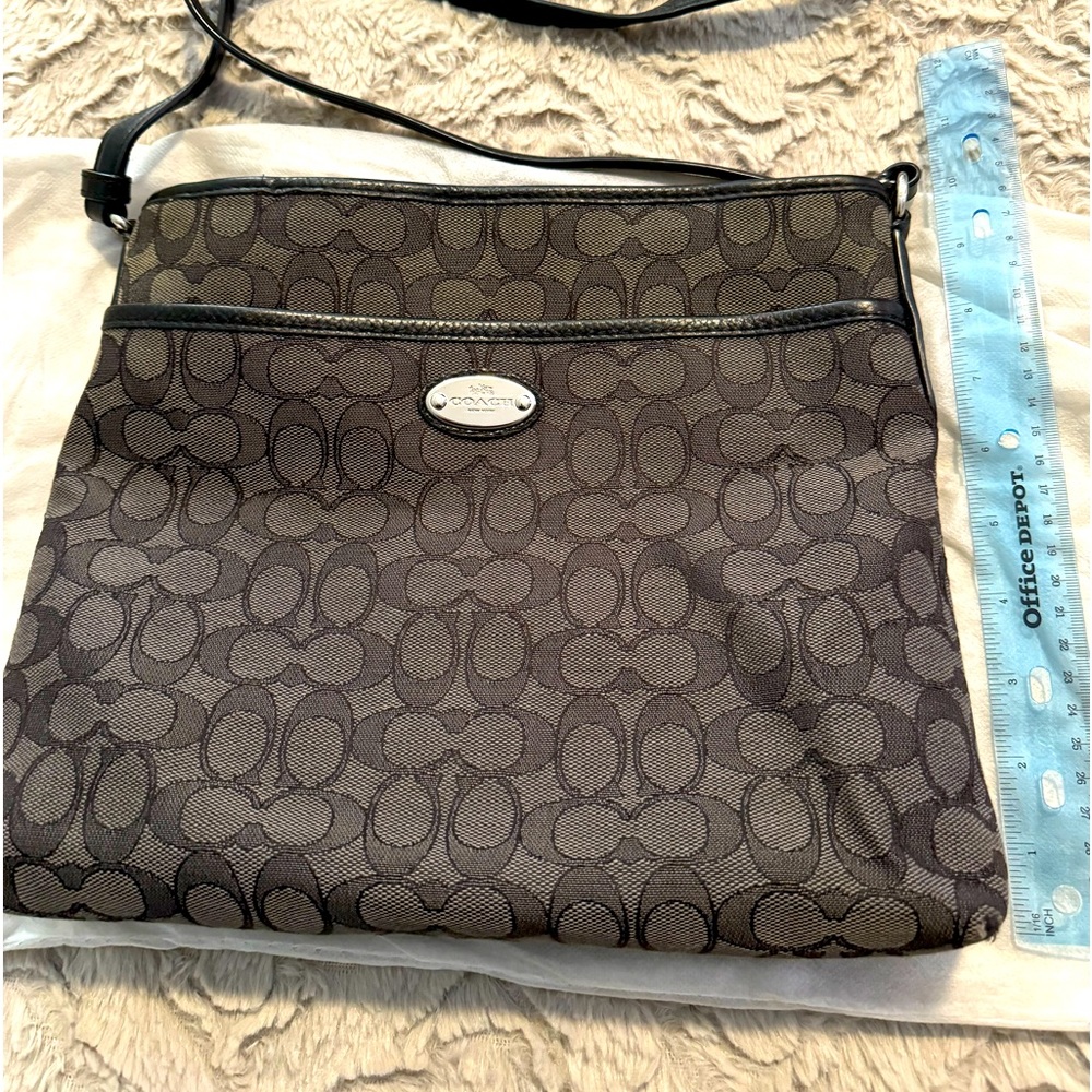 Coach black crossbody 10” high 12” across